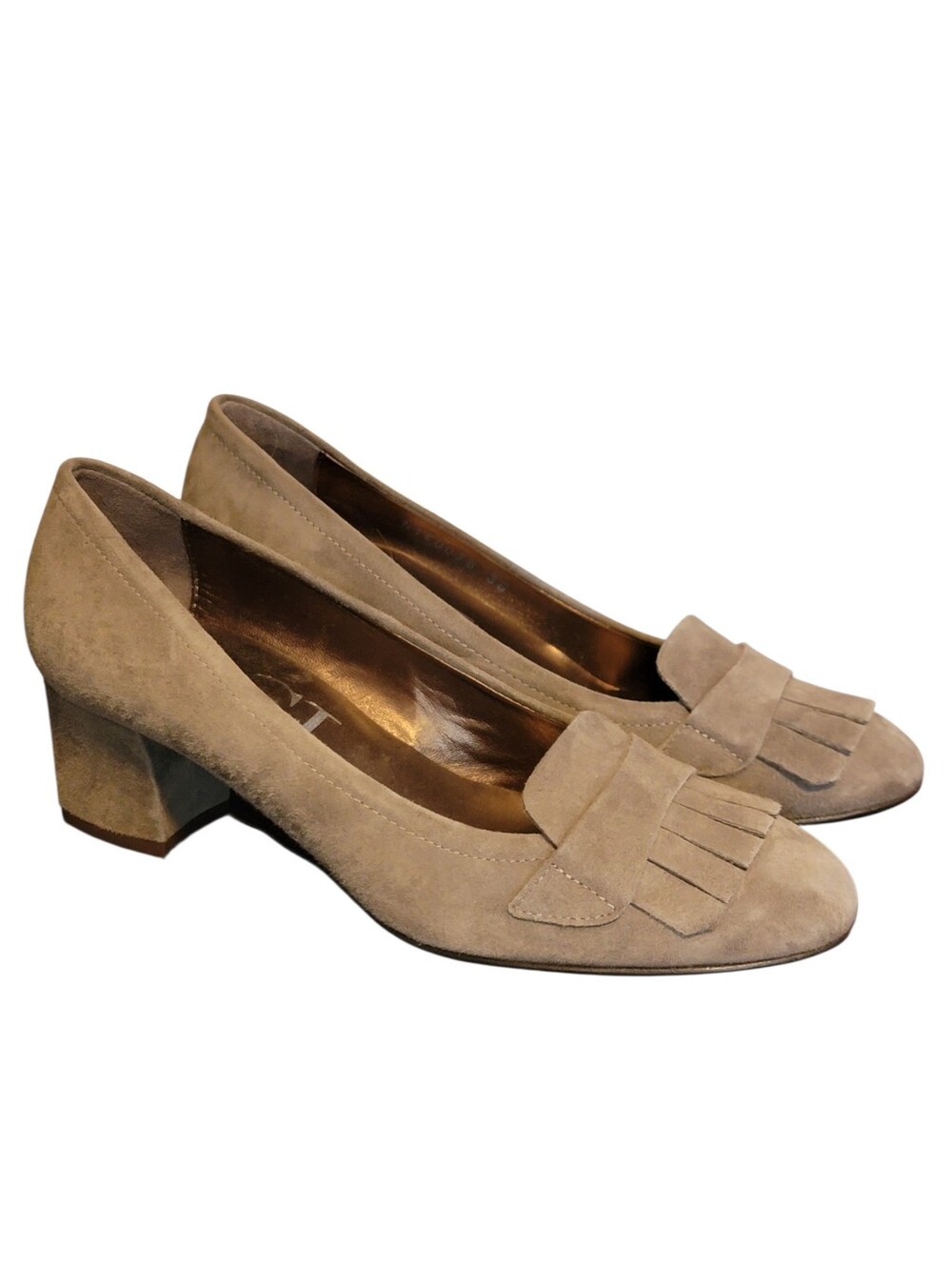 AGL Kilite Grayish Suede‎ Fringe Low Heel Loafers Pump Size 36 US 6 NEW